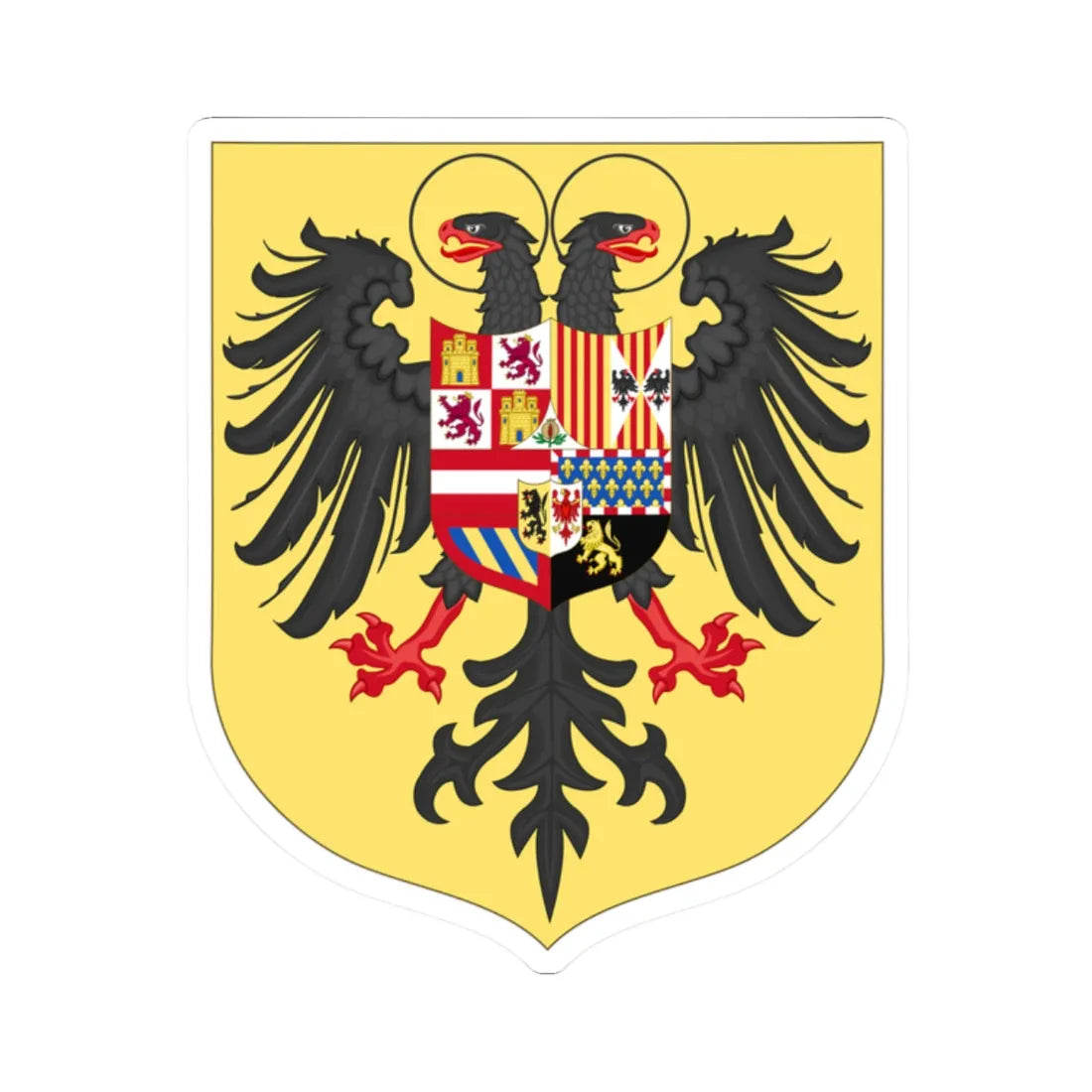 Arms of Charles I of Spain Charles V as Holy Roman Emperor-Or shield variant 1530-1556 (Spain) (Coat of Arms) STICKER Vinyl Kiss-Cut Decal 2 Inch White - The Sticker Space