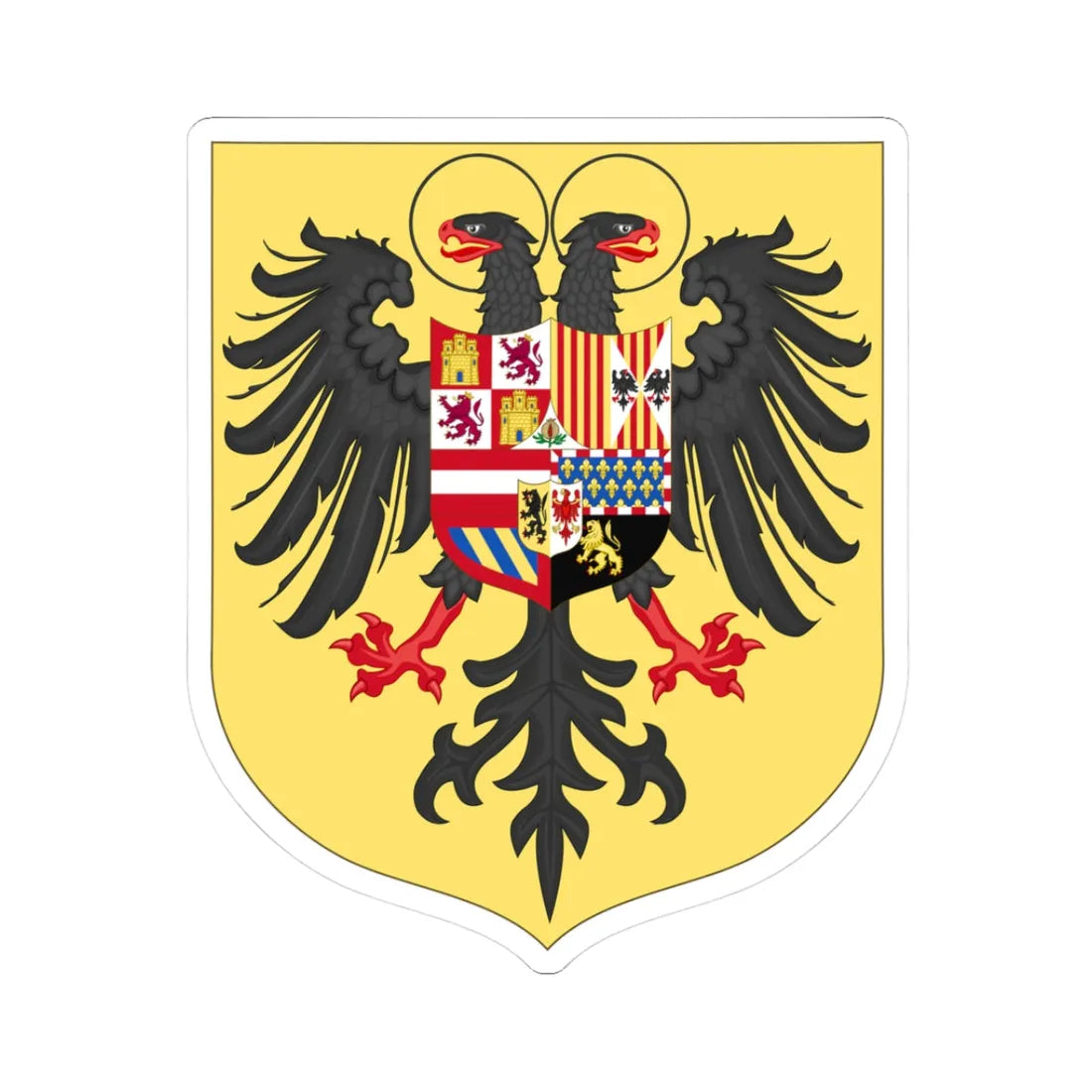 Arms of Charles I of Spain Charles V as Holy Roman Emperor-Or shield variant 1530-1556 (Spain) (Coat of Arms) STICKER Vinyl Kiss-Cut Decal 3 Inch White - The Sticker Space
