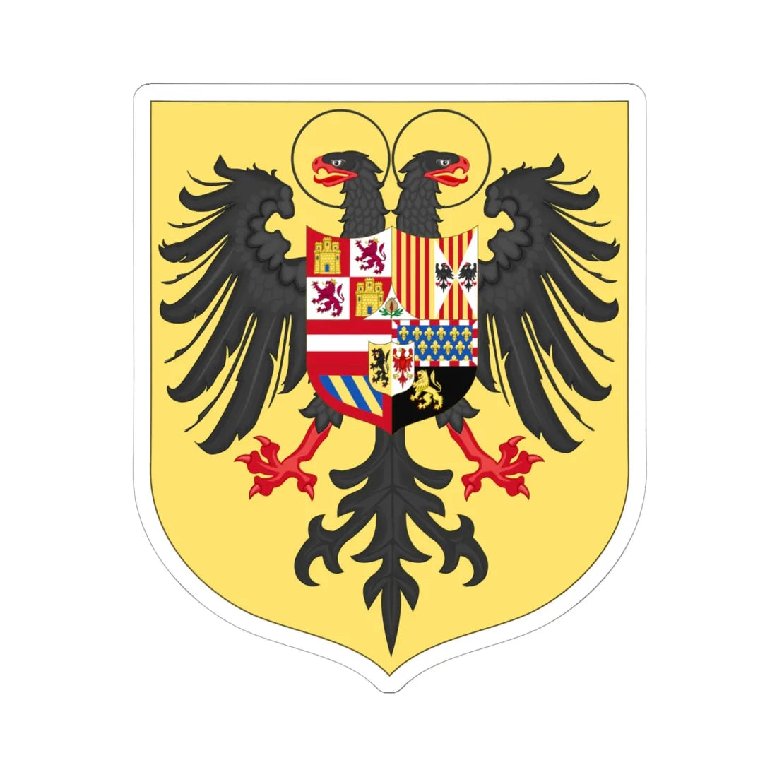 Arms of Charles I of Spain Charles V as Holy Roman Emperor-Or shield variant 1530-1556 (Spain) (Coat of Arms) STICKER Vinyl Kiss-Cut Decal 6 Inch White - The Sticker Space