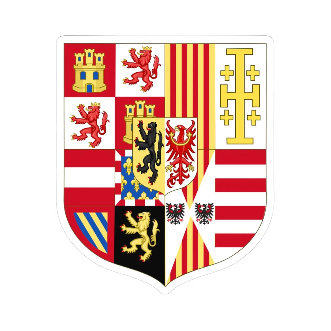 Arms of Charles II of Spain as Monarch of Naples and Sicily (Italy) (Coat of Arms) STICKER Vinyl Kiss-Cut Decal - The Sticker Space