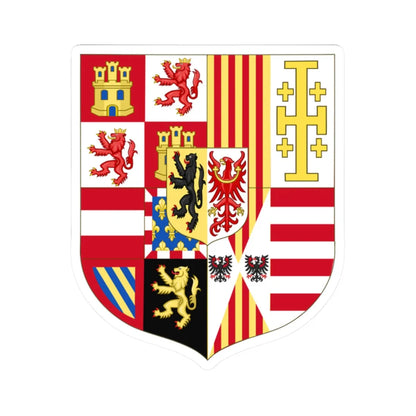 Arms of Charles II of Spain as Monarch of Naples and Sicily (Spain) (Coat of Arms) STICKER Vinyl Kiss-Cut Decal 2 Inch White - The Sticker Space