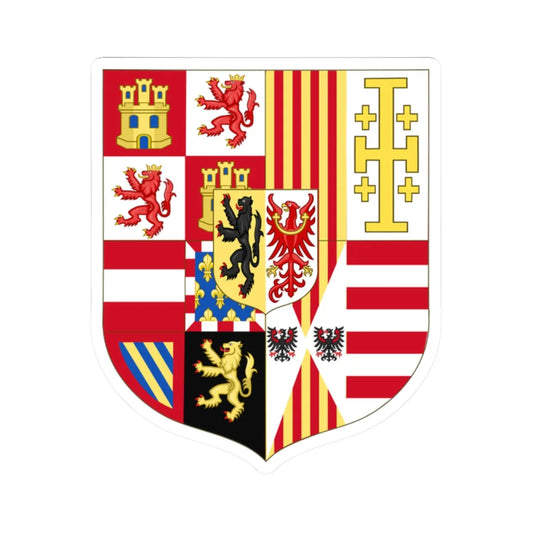 Arms of Charles II of Spain as Monarch of Naples and Sicily (Spain) (Coat of Arms) STICKER Vinyl Kiss-Cut Decal 2 Inch White - The Sticker Space