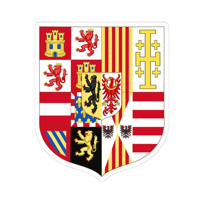 Arms of Charles II of Spain as Monarch of Naples and Sicily (Spain) (Coat of Arms) STICKER Vinyl Kiss-Cut Decal 4 Inch White - The Sticker Space