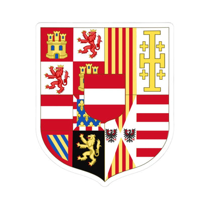 Arms of Charles VI of Austria as Monarch of Naples and Sicily (Italy) (Coat of Arms) STICKER Vinyl Kiss-Cut Decal 3 Inch White - The Sticker Space