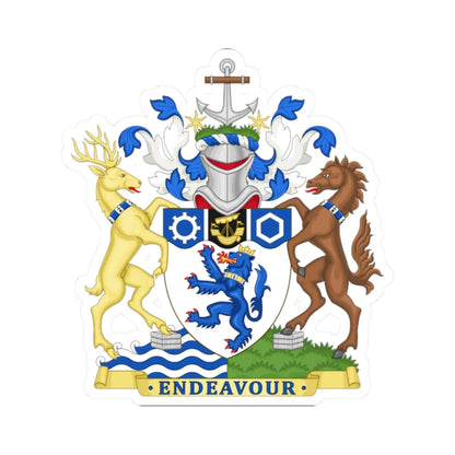 Arms of Cleveland County Council (England) (Coat of Arms) STICKER Vinyl Kiss-Cut Decal 2 Inch White - The Sticker Space