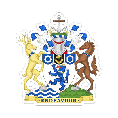 Arms of Cleveland County Council (England) (Coat of Arms) STICKER Vinyl Kiss-Cut Decal 6 Inch White - The Sticker Space