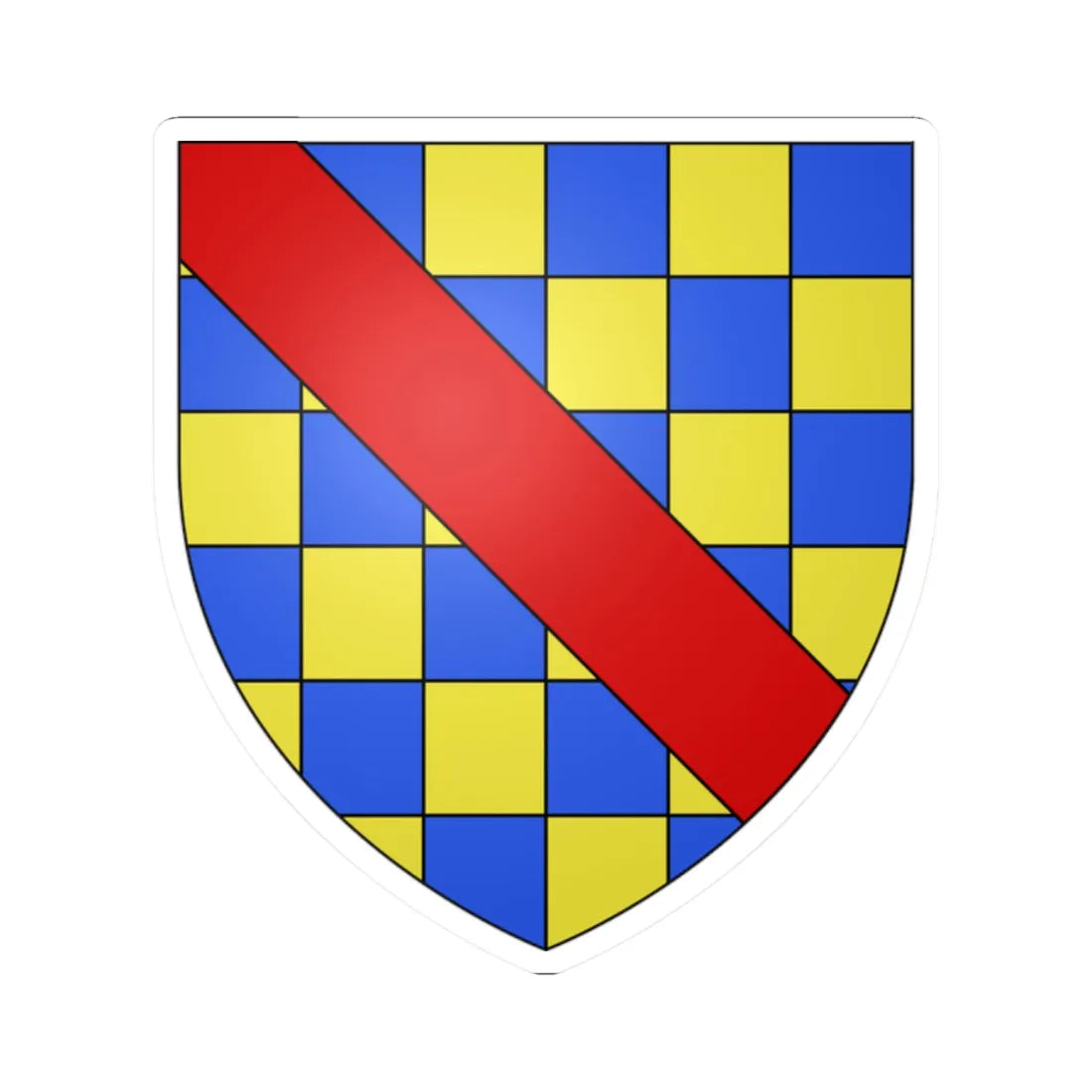 Arms of Clifford a bend gules (England) (Coat of Arms) STICKER Vinyl Kiss-Cut Decal 2 Inch White - The Sticker Space