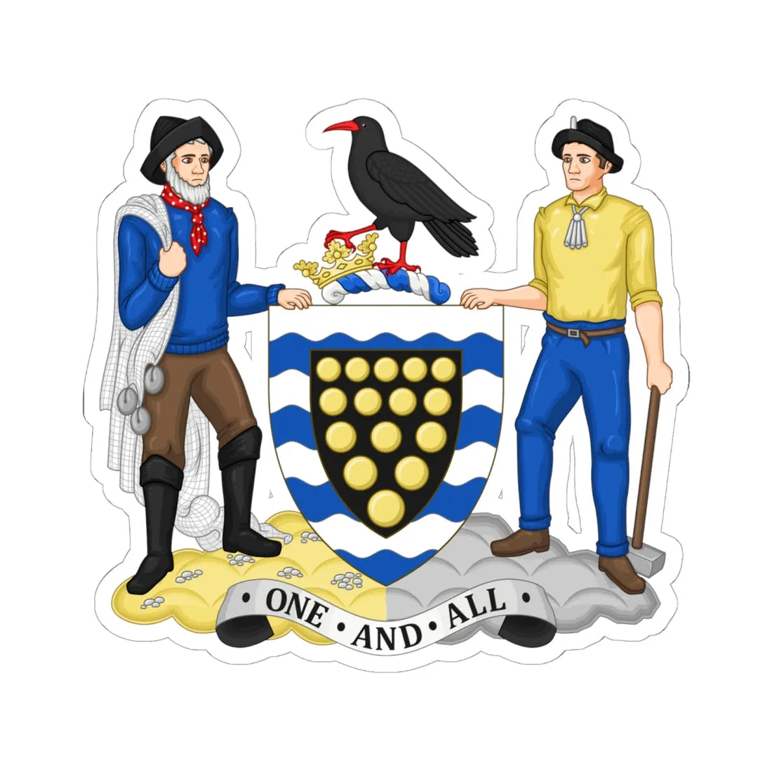 Arms of Cornwall Council (England) (Coat of Arms) STICKER Vinyl Kiss-Cut Decal 6 Inch White - The Sticker Space