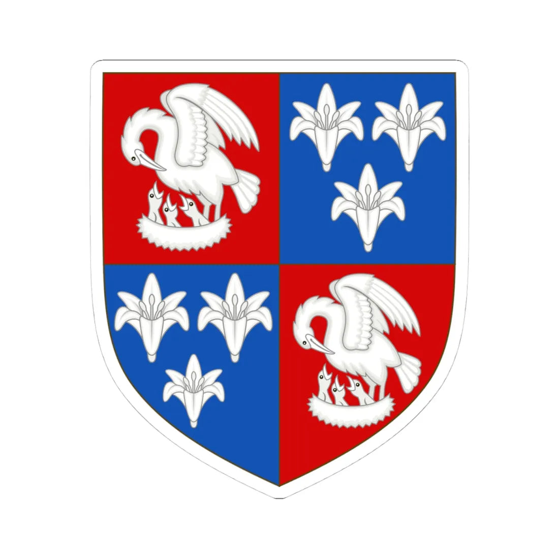 Arms of Corpus Christi College Cambridge (England) (Coat of Arms) STICKER Vinyl Kiss-Cut Decal 4 Inch White - The Sticker Space