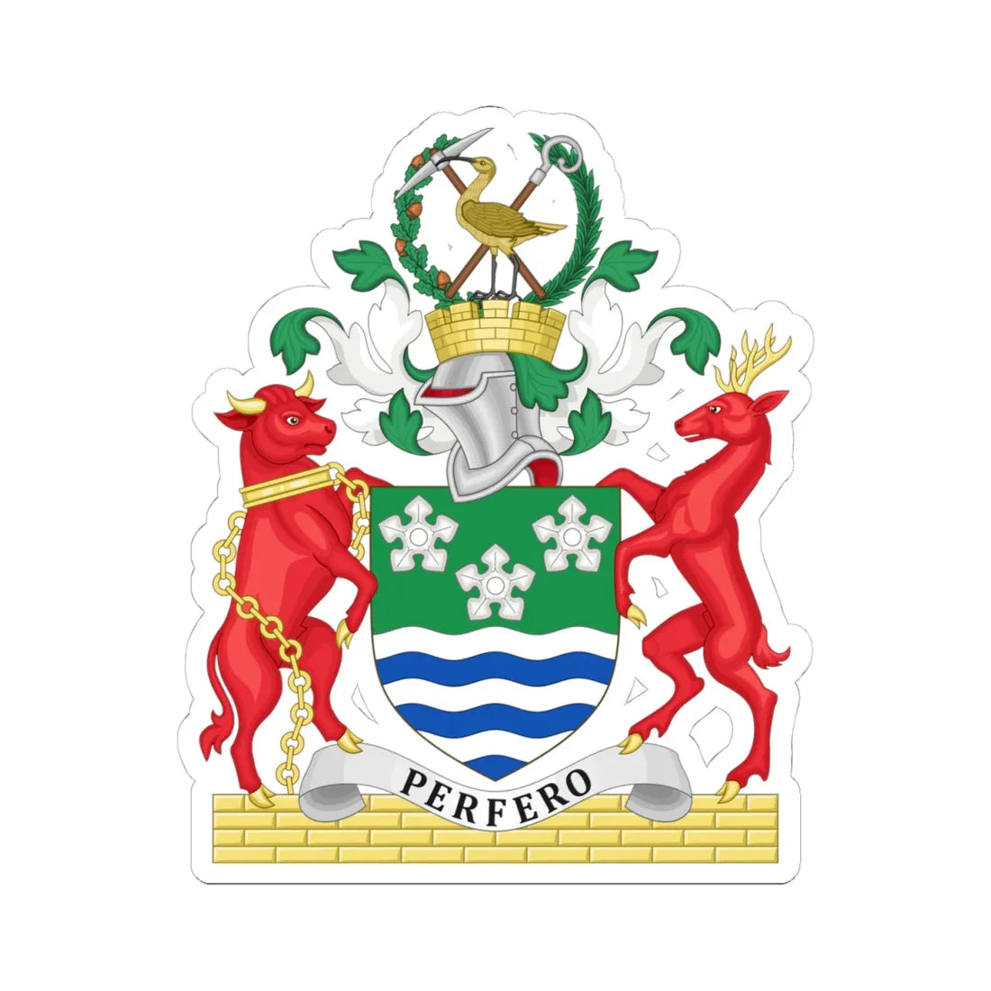 Arms of Cumberland County Council (England) (Coat of Arms) STICKER Vinyl Kiss-Cut Decal 4 Inch White - The Sticker Space