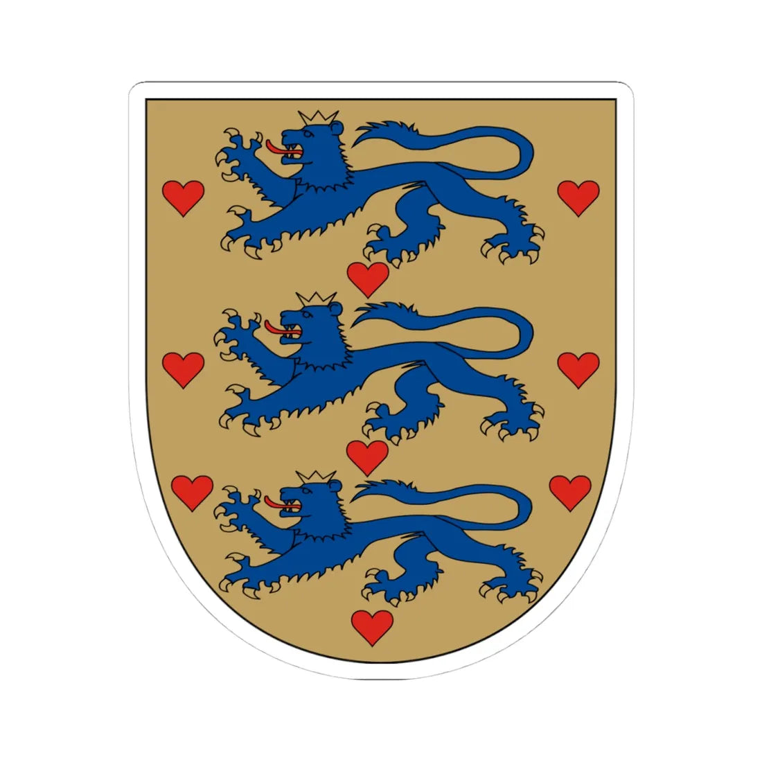 Arms of Denmark (Denmark) (Coat of Arms) STICKER Vinyl Kiss-Cut Decal 4 Inch White - The Sticker Space