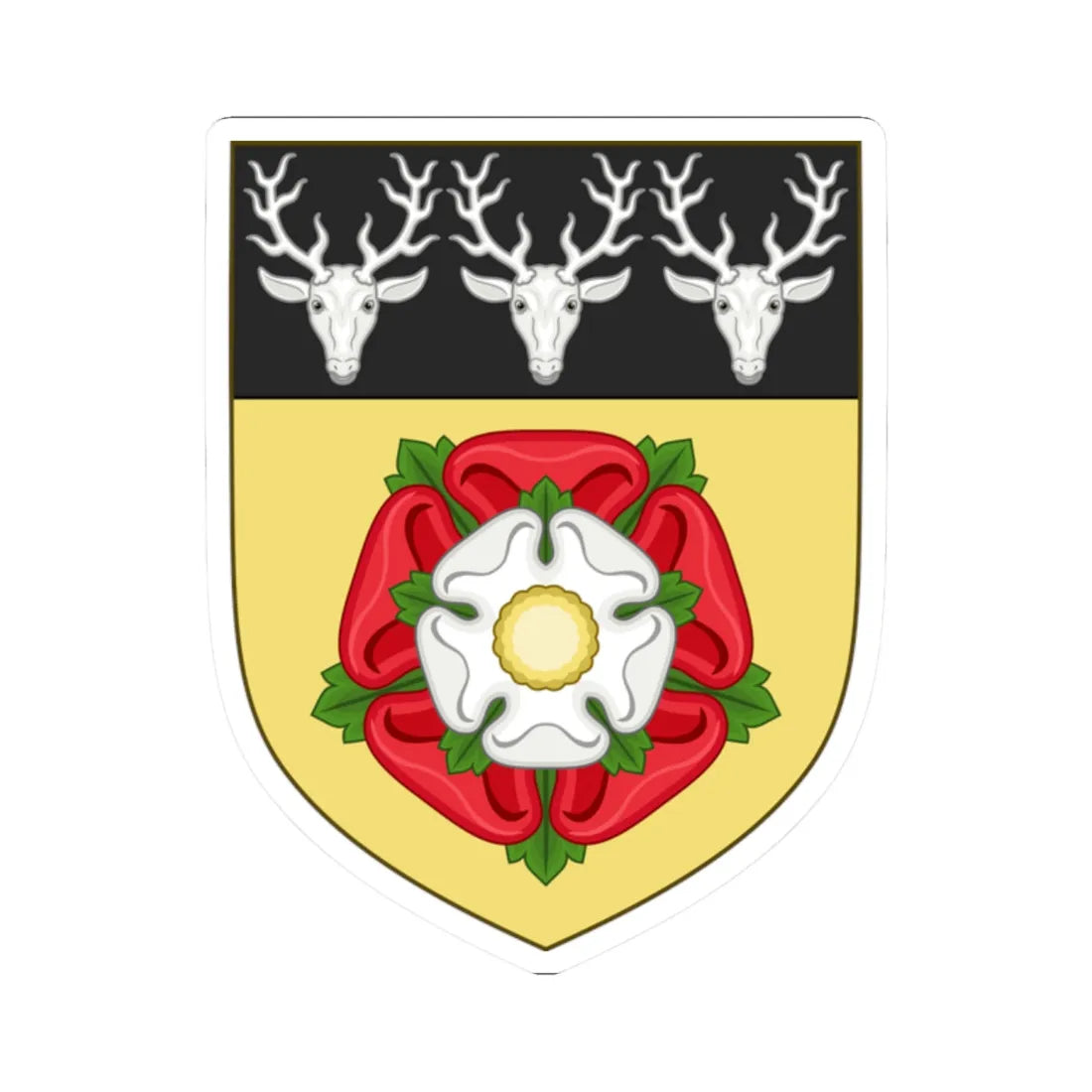 Arms of Derbyshire County Council 1937 (England) (Coat of Arms) STICKER Vinyl Kiss-Cut Decal 2 Inch White - The Sticker Space