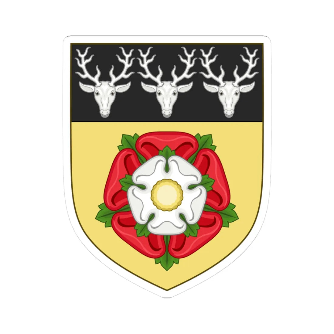 Arms of Derbyshire County Council 1937 (England) (Coat of Arms) STICKER Vinyl Kiss-Cut Decal 3 Inch White - The Sticker Space