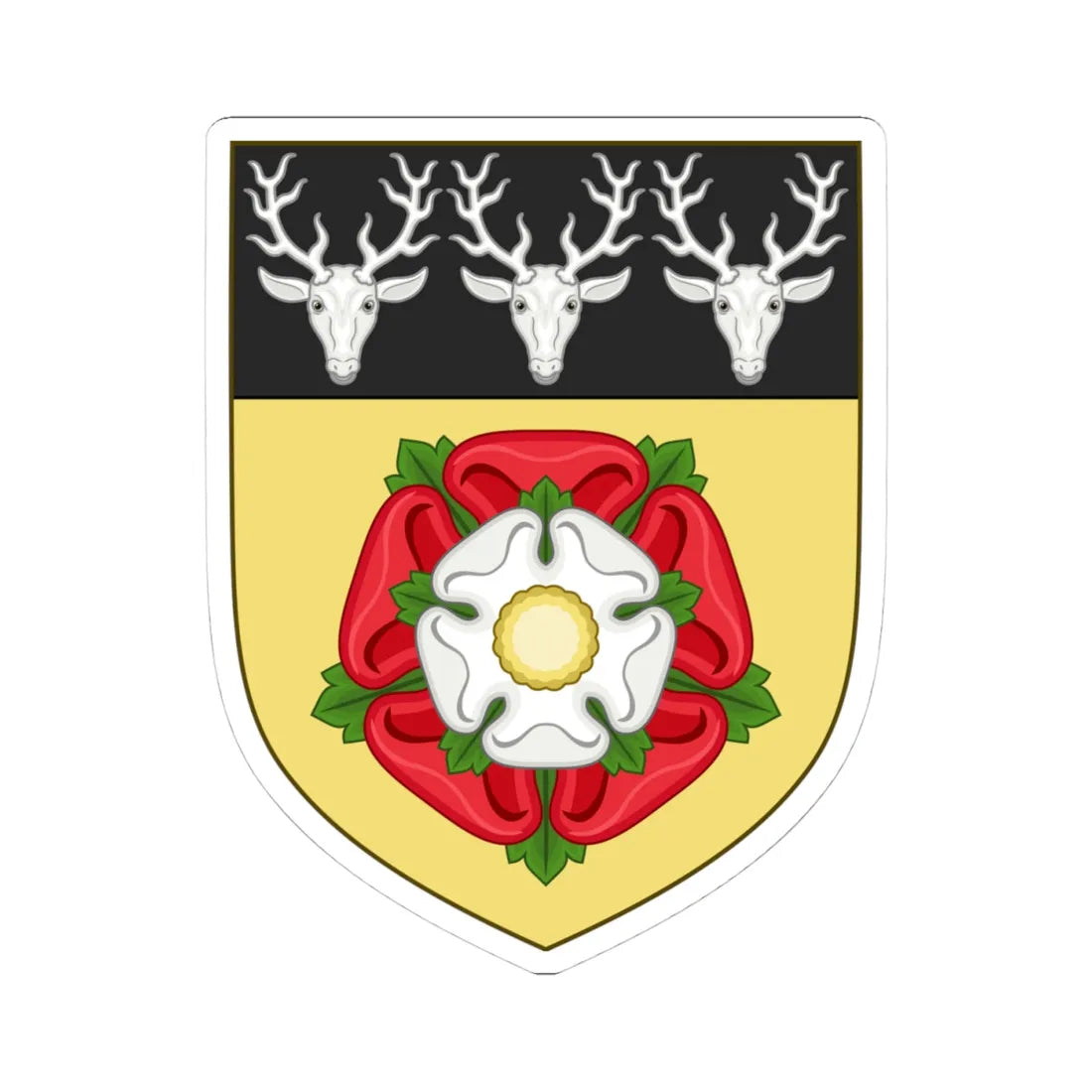 Arms of Derbyshire County Council 1937 (England) (Coat of Arms) STICKER Vinyl Kiss-Cut Decal 4 Inch White - The Sticker Space