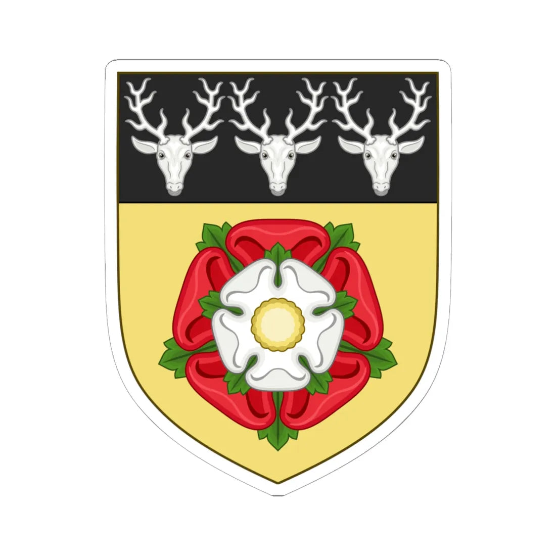 Arms of Derbyshire County Council 1937 (England) (Coat of Arms) STICKER Vinyl Kiss-Cut Decal 6 Inch White - The Sticker Space