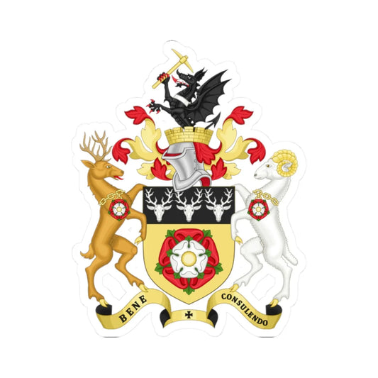 Arms of Derbyshire County Council (England) (Coat of Arms) STICKER Vinyl Kiss-Cut Decal 2 Inch White - The Sticker Space