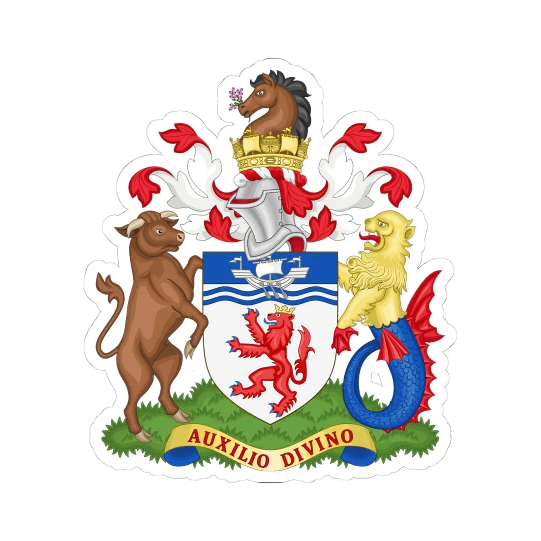 Arms of Devon County Council (England) (Coat of Arms) STICKER Vinyl Kiss-Cut Decal 4 Inch White - The Sticker Space