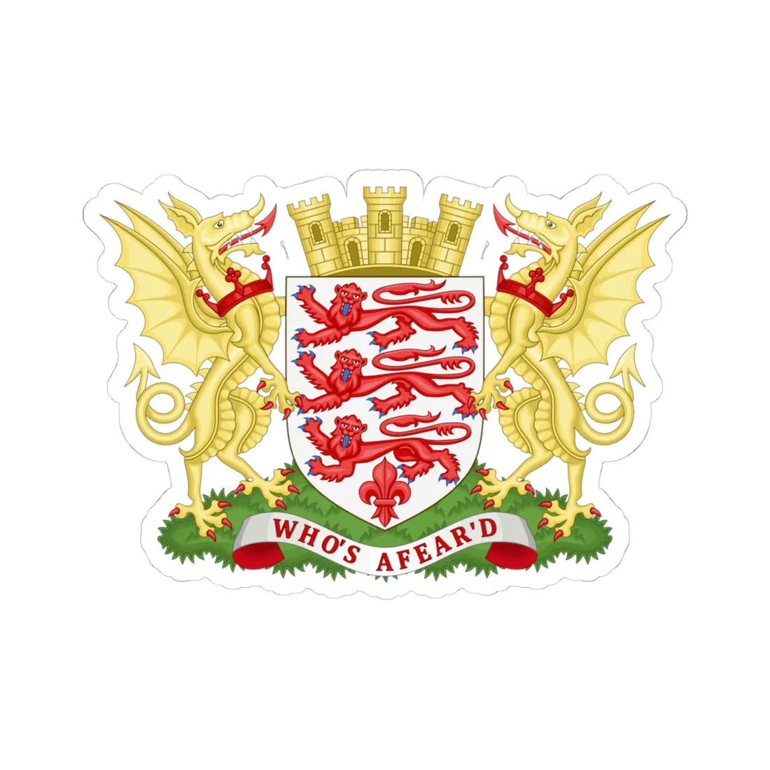 Arms of Dorset County Council (England) (Coat of Arms) STICKER Vinyl Kiss-Cut Decal 4 Inch White - The Sticker Space