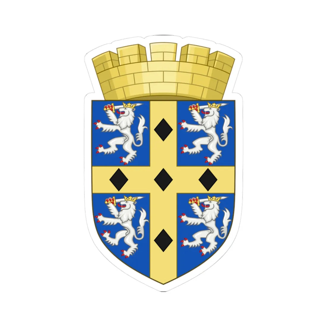Arms of Durham County Council 1961-1974 (England) (Coat of Arms) STICKER Vinyl Kiss-Cut Decal 3 Inch White - The Sticker Space