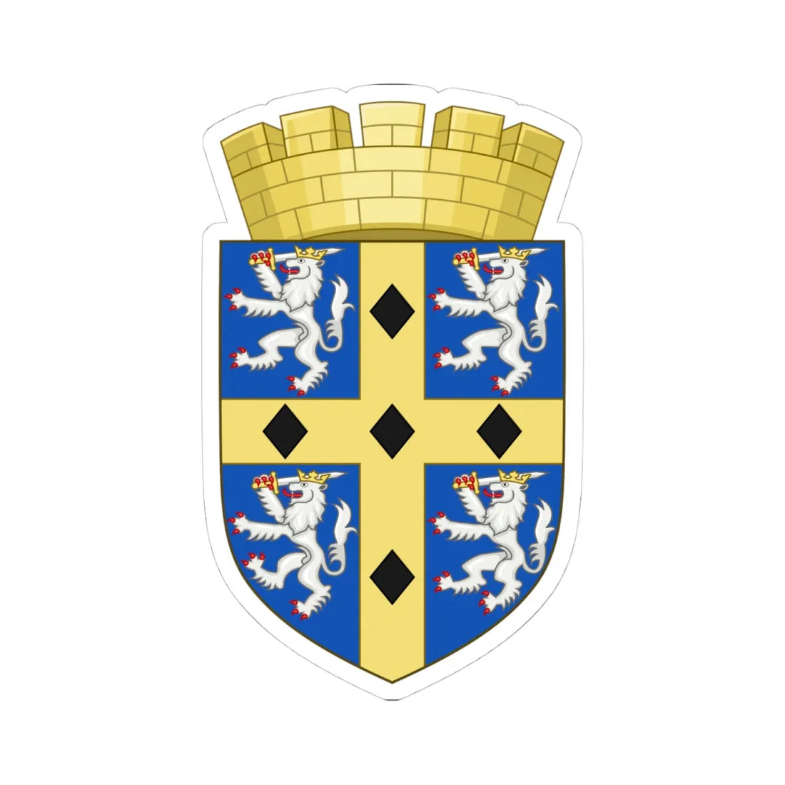 Arms of Durham County Council 1961-1974 (England) (Coat of Arms) STICKER Vinyl Kiss-Cut Decal 4 Inch White - The Sticker Space