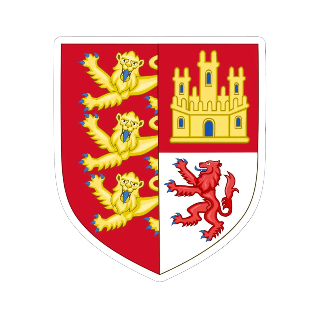 Arms of Eleanor of Castile Queen of England Attributed (England) (Coat of Arms) STICKER Vinyl Kiss-Cut Decal 6 Inch White - The Sticker Space
