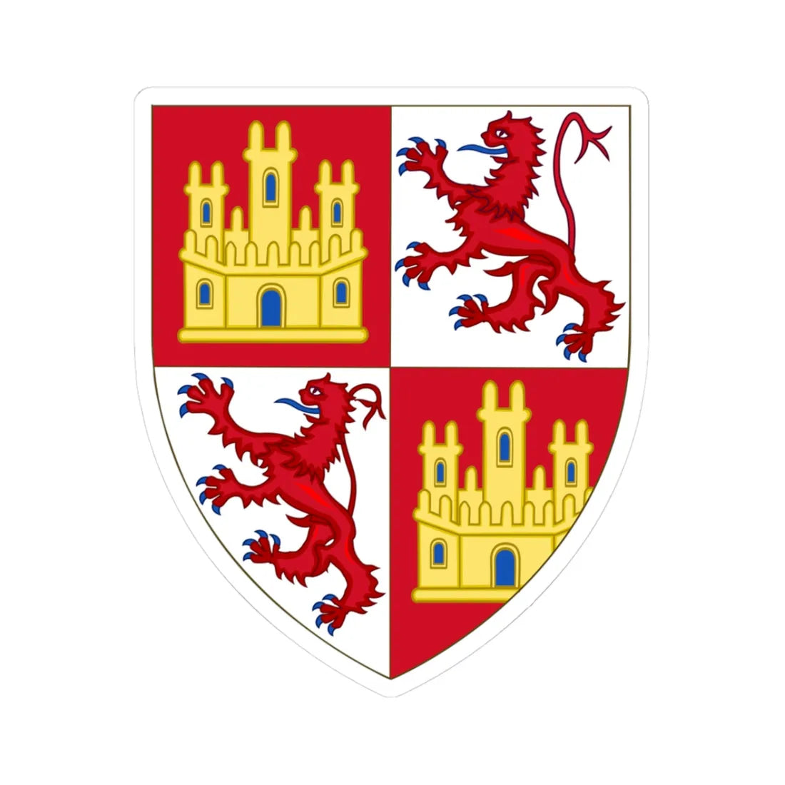 Arms of Eleanor of Castile Queen of England (England) (Coat of Arms) STICKER Vinyl Kiss-Cut Decal 3 Inch White - The Sticker Space