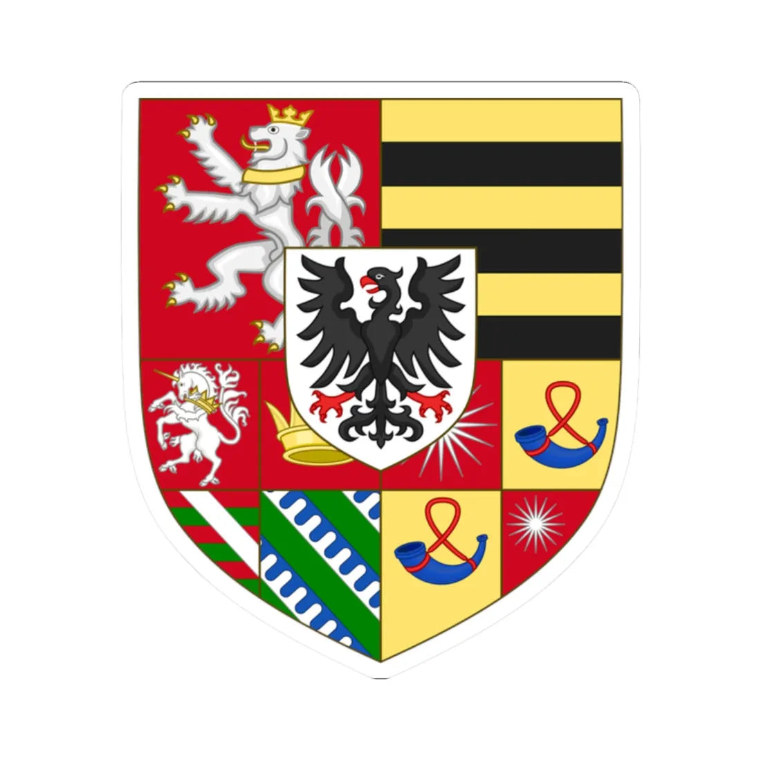 Arms of Ferrante II Gonzaga Duke of Guastalla (Italy) (Coat of Arms) STICKER Vinyl Kiss-Cut Decal 2 Inch White - The Sticker Space