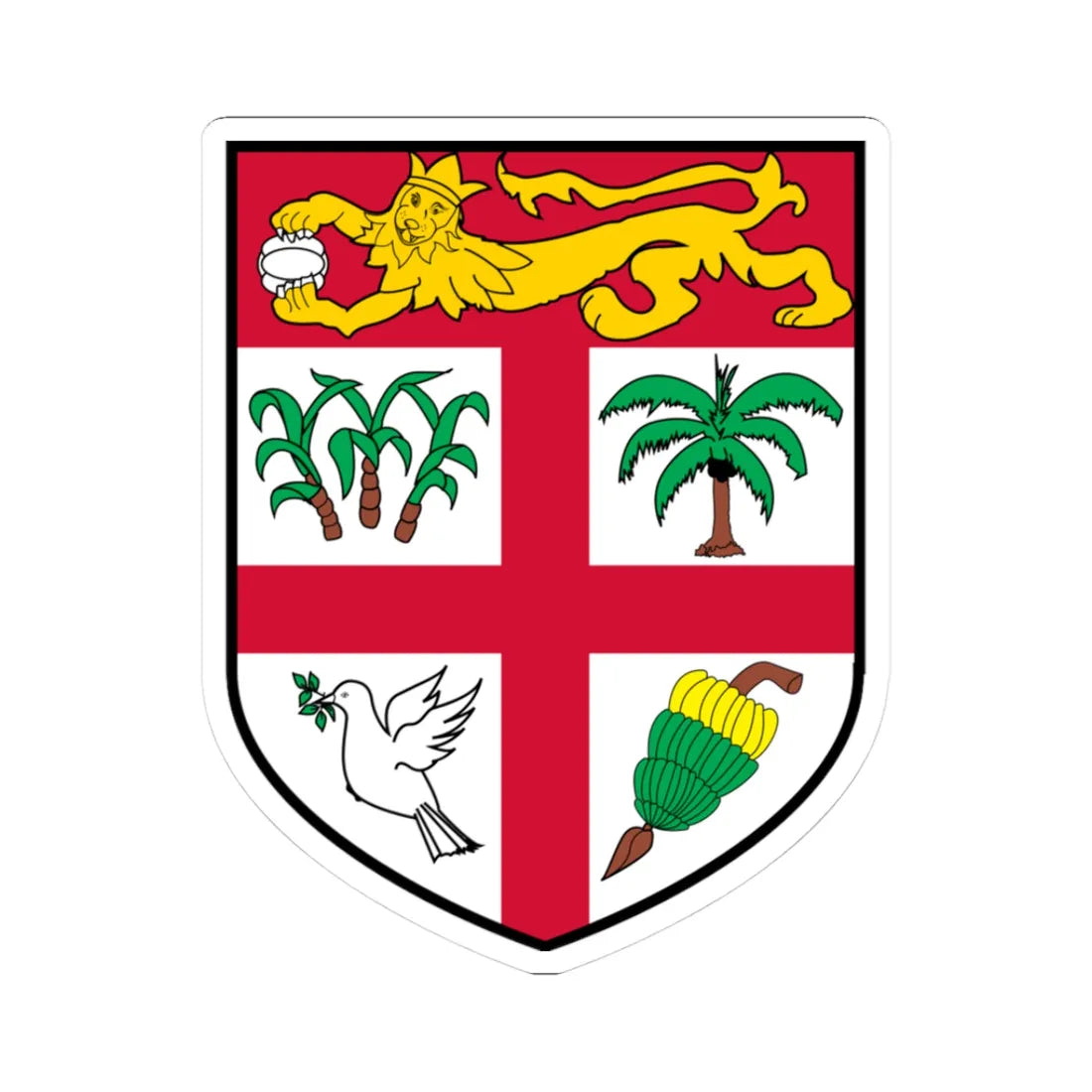 Arms of Fiji (Fiji) (Coat of Arms) STICKER Vinyl Kiss-Cut Decal 3 Inch White - The Sticker Space