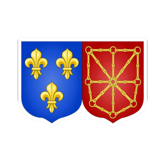 Arms of France and Navarre 1589-1790 (Spain) (Coat of Arms) STICKER Vinyl Kiss-Cut Decal 2 Inch White - The Sticker Space