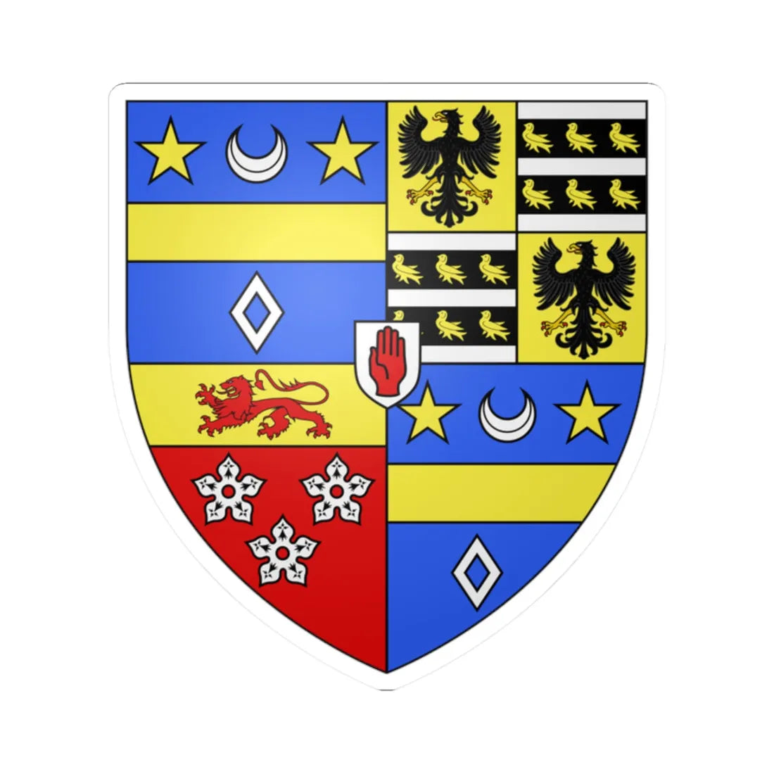 Arms of Hamilton-Temple-Blackwood Marquess of Dufferin and Ava (Ireland) (Coat of Arms) STICKER Vinyl Kiss-Cut Decal 2 Inch White - The Sticker Space