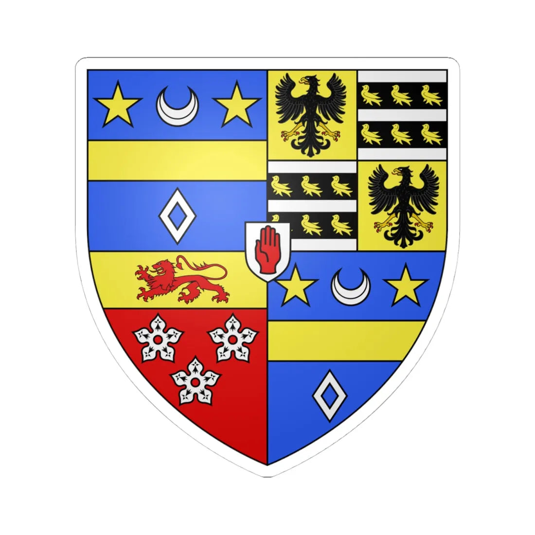 Arms of Hamilton-Temple-Blackwood Marquess of Dufferin and Ava (Ireland) (Coat of Arms) STICKER Vinyl Kiss-Cut Decal 4 Inch White - The Sticker Space