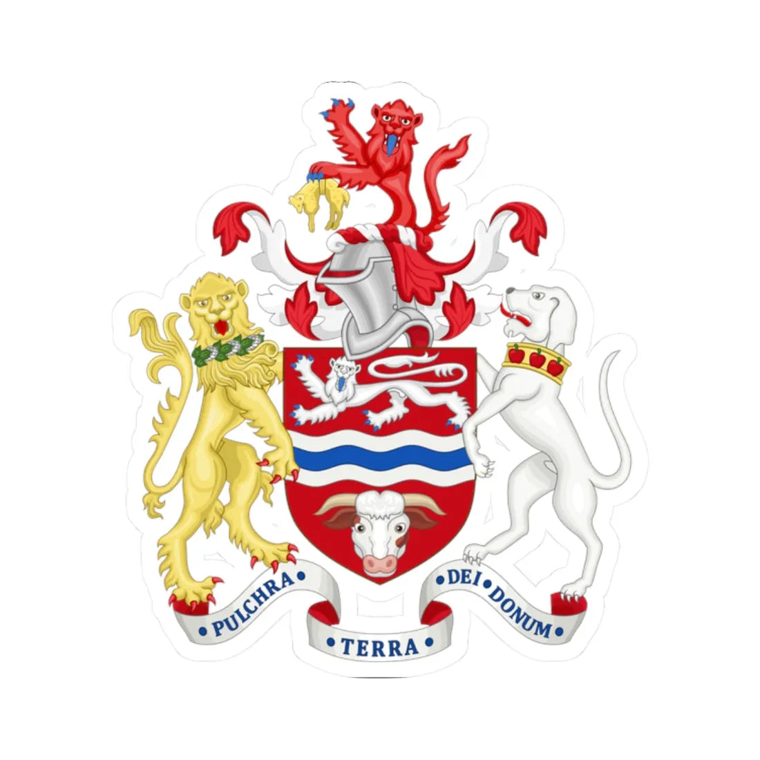 Arms of Herefordshire County Council (England) (Coat of Arms) STICKER Vinyl Kiss-Cut Decal 2 Inch White - The Sticker Space