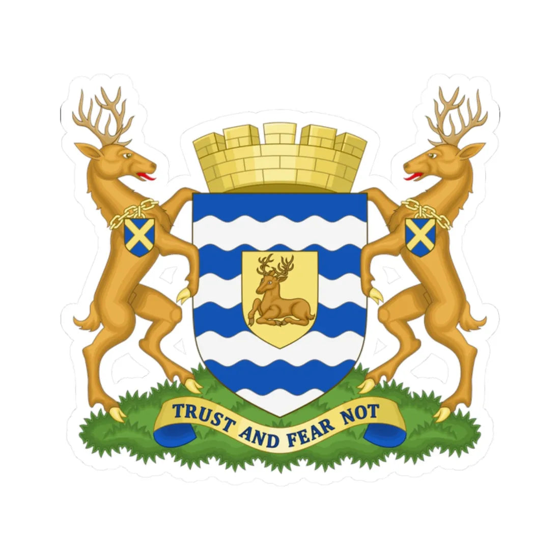 Arms of Hertfordshire County Council (England) (Coat of Arms) STICKER Vinyl Kiss-Cut Decal 2 Inch White - The Sticker Space