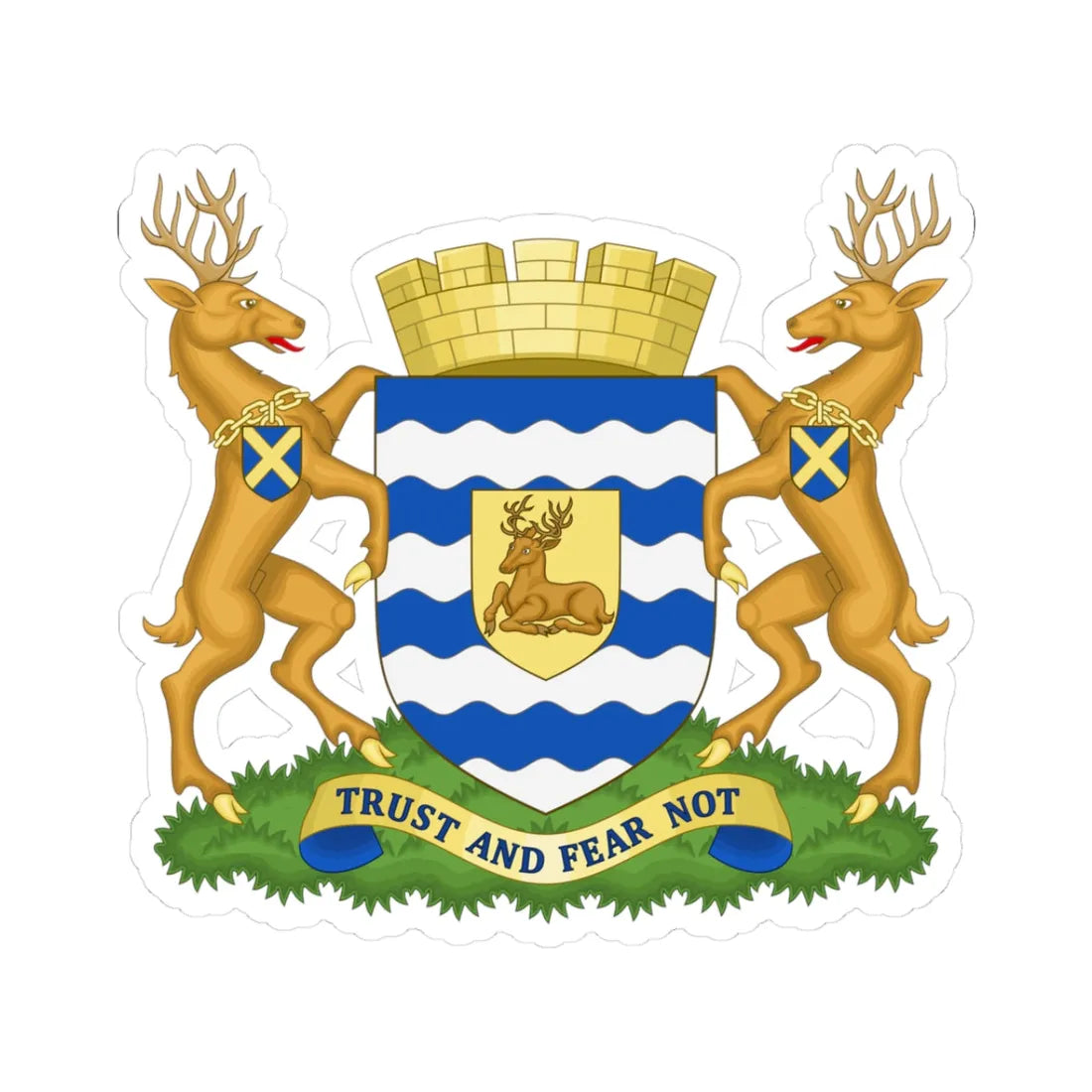 Arms of Hertfordshire County Council (England) (Coat of Arms) STICKER Vinyl Kiss-Cut Decal 3 Inch White - The Sticker Space