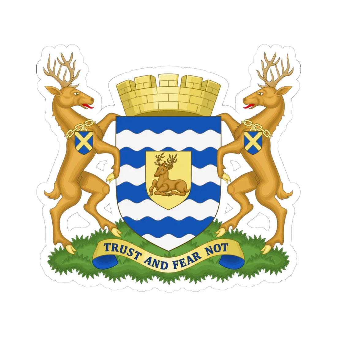 Arms of Hertfordshire County Council (England) (Coat of Arms) STICKER Vinyl Kiss-Cut Decal 4 Inch White - The Sticker Space