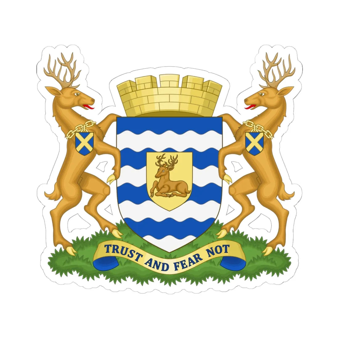 Arms of Hertfordshire County Council (England) (Coat of Arms) STICKER Vinyl Kiss-Cut Decal 6 Inch White - The Sticker Space