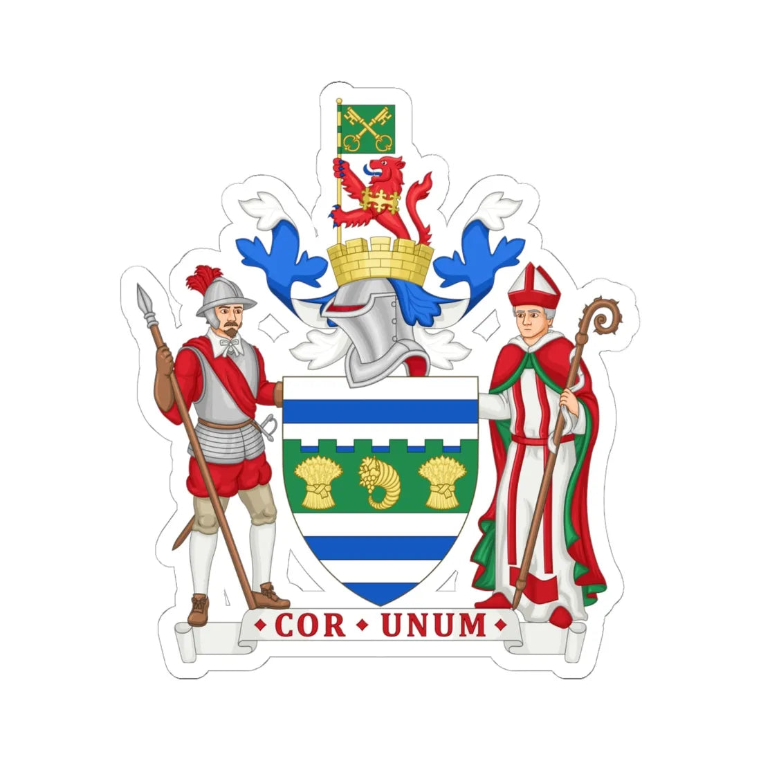 Arms of Huntingdon and Peterborough County Council (England) (Coat of Arms) STICKER Vinyl Kiss-Cut Decal 6 Inch White - The Sticker Space