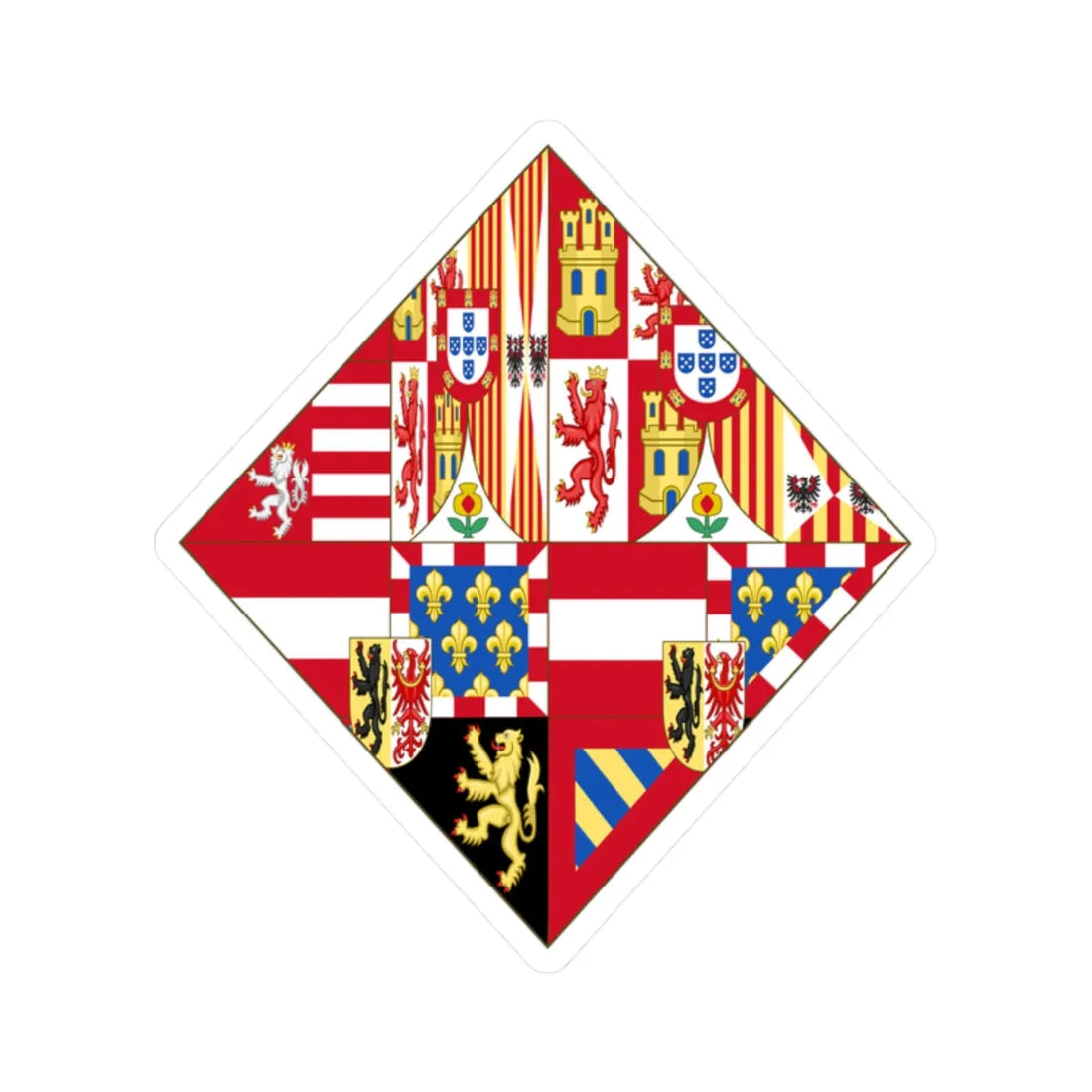 Arms of Infanta Isabella Clara Eugenia of Spain (Austria) (Coat of Arms) STICKER Vinyl Kiss-Cut Decal 2 Inch White - The Sticker Space