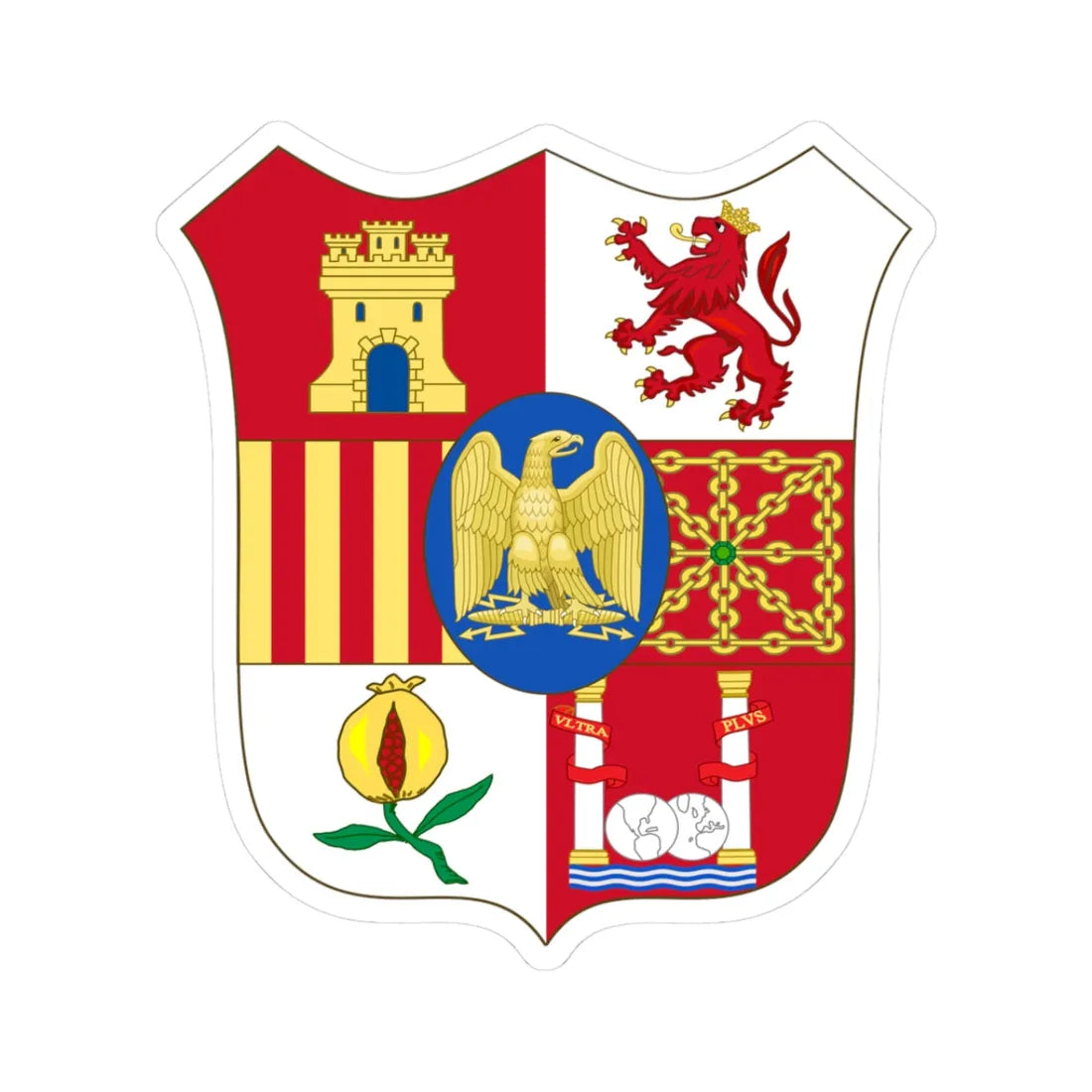 Arms of Joseph Bonaparte as King of Spain (Spain) (Coat of Arms) STICKER Vinyl Kiss-Cut Decal 3 Inch White - The Sticker Space