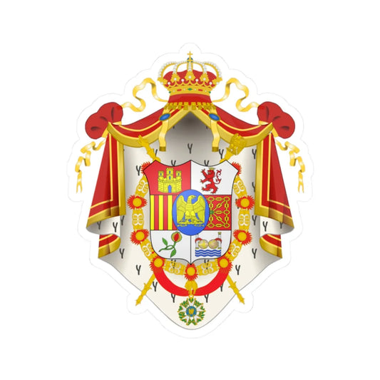 Arms of Joseph Bonaparte Napoleonic Mantle (Spain) (Coat of Arms) STICKER Vinyl Kiss-Cut Decal 2 Inch White - The Sticker Space