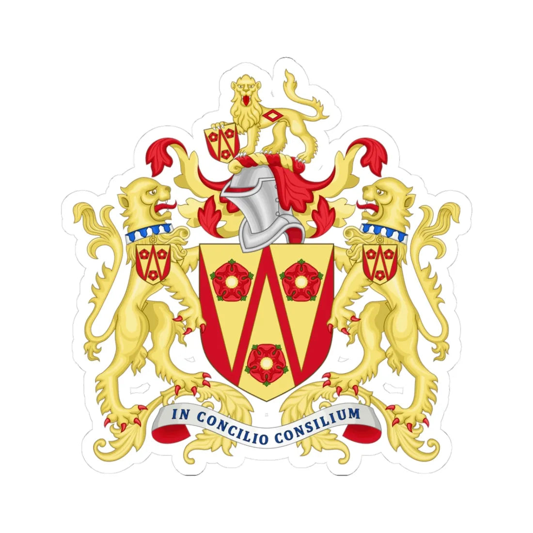 Arms of Lancashire County Council (England) (Coat of Arms) STICKER Vinyl Kiss-Cut Decal 3 Inch White - The Sticker Space