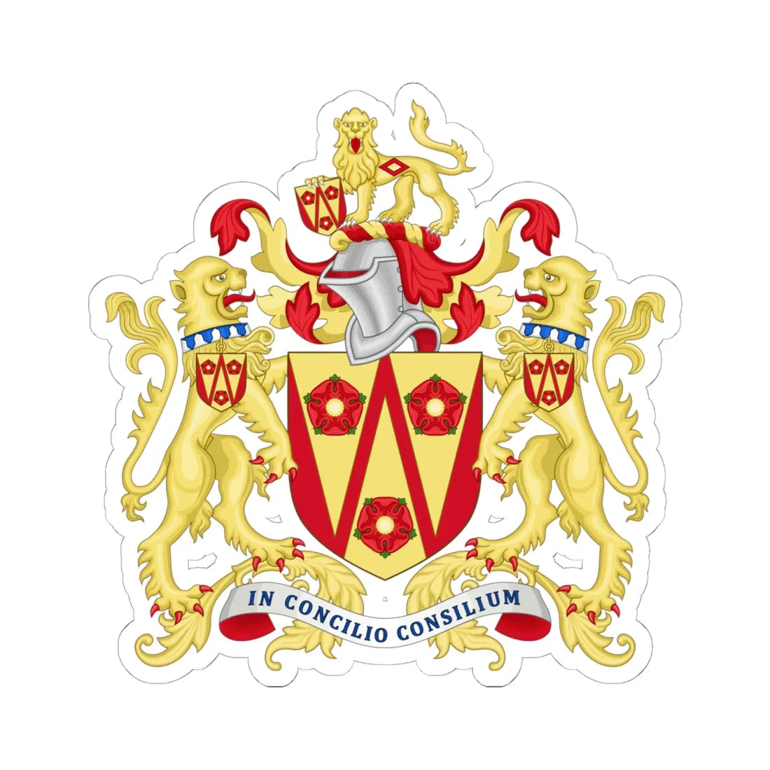 Arms of Lancashire County Council (England) (Coat of Arms) STICKER Vinyl Kiss-Cut Decal 6 Inch White - The Sticker Space