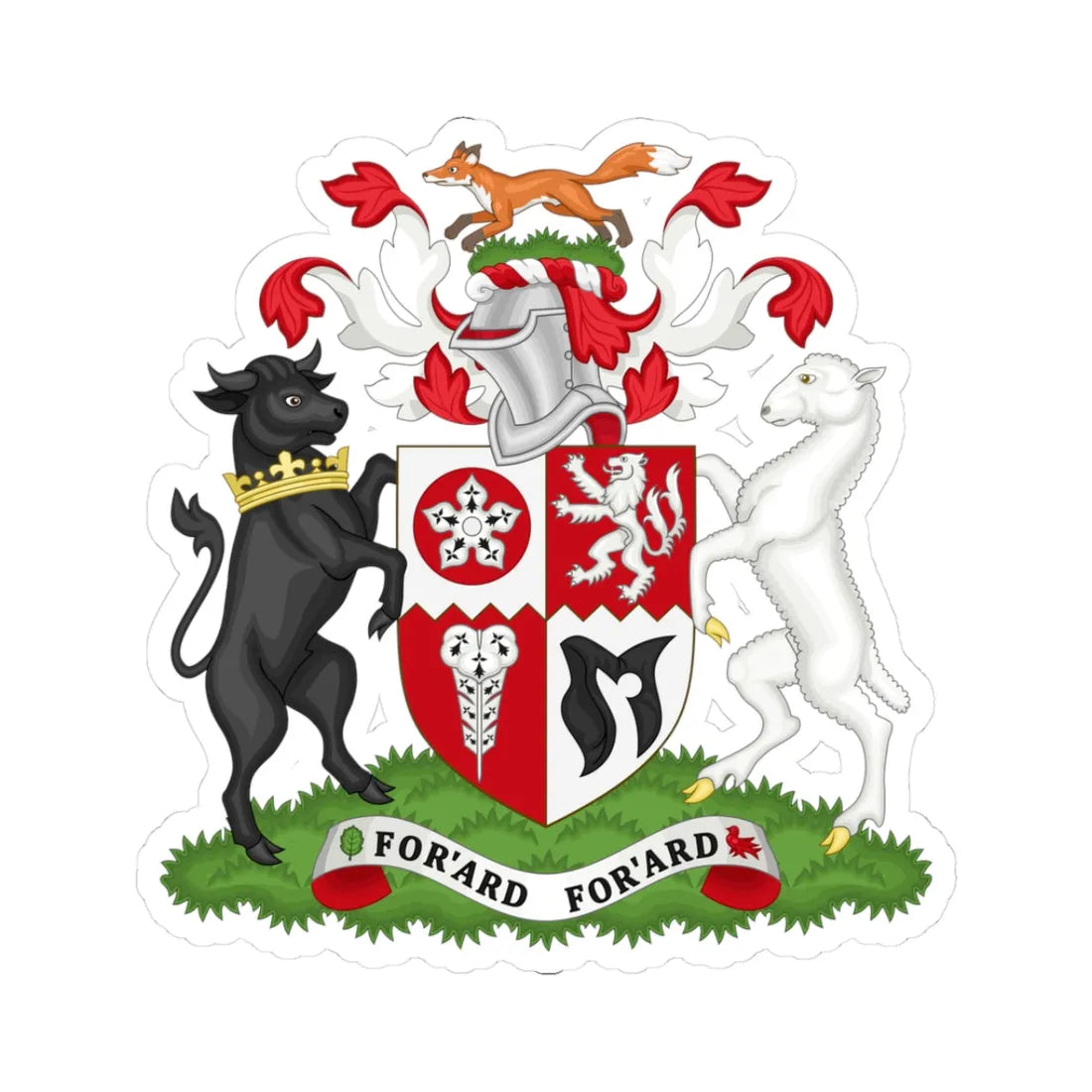 Arms of Leicestershire County Council (England) (Coat of Arms) STICKER Vinyl Kiss-Cut Decal 3 Inch White - The Sticker Space