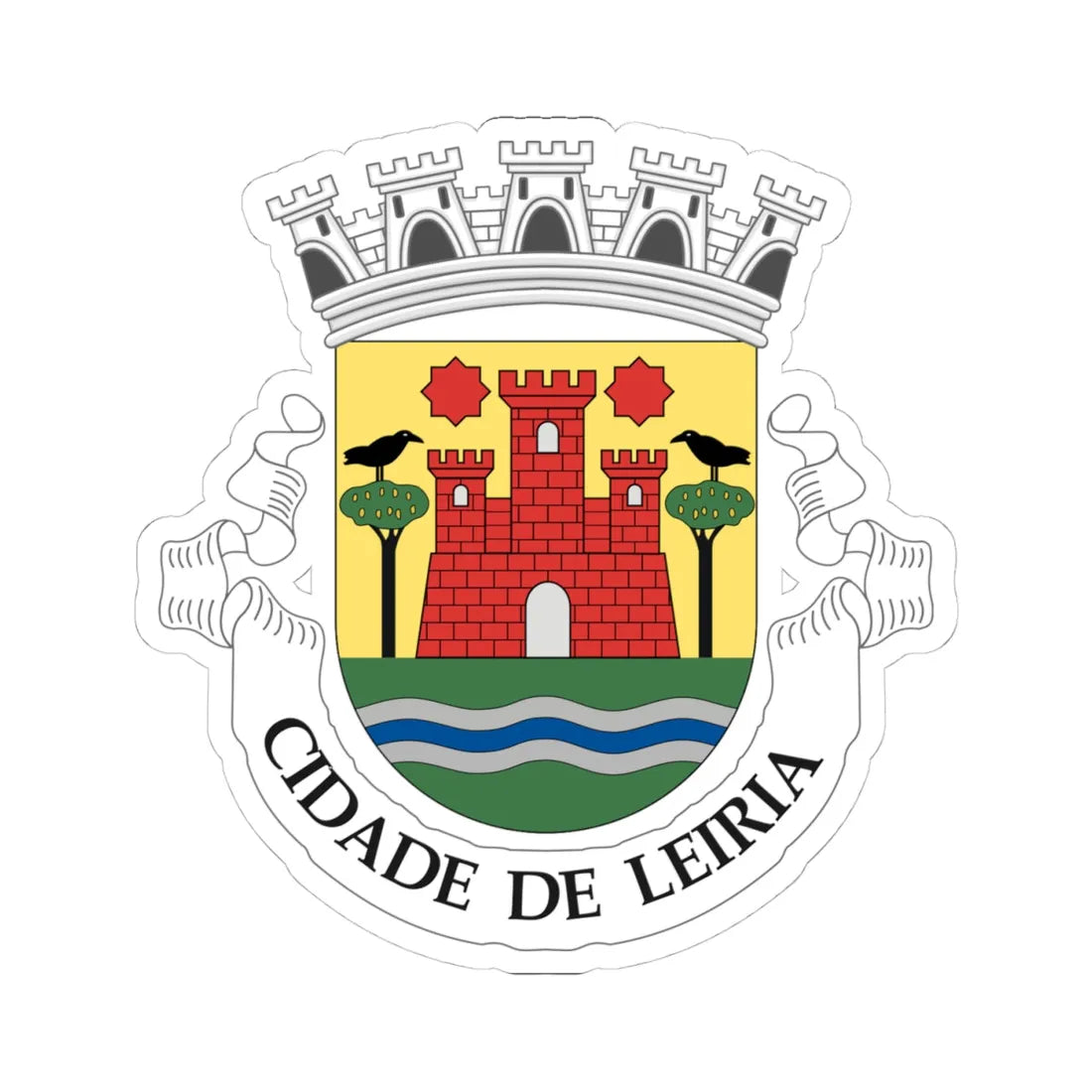 Arms of Leiria (Portugal) (Coat of Arms) STICKER Vinyl Kiss-Cut Decal 4 Inch White - The Sticker Space