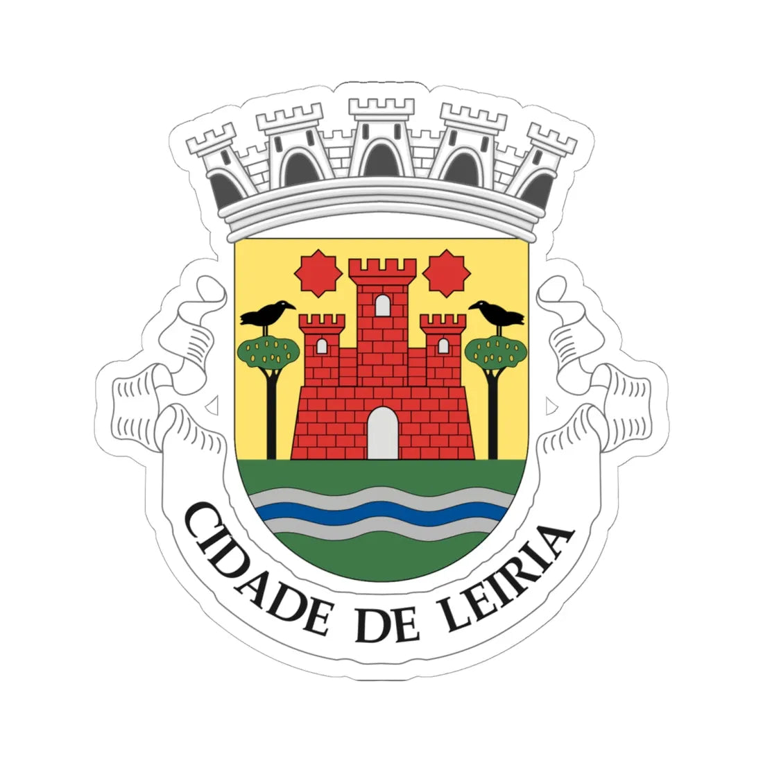 Arms of Leiria (Portugal) (Coat of Arms) STICKER Vinyl Kiss-Cut Decal 6 Inch White - The Sticker Space