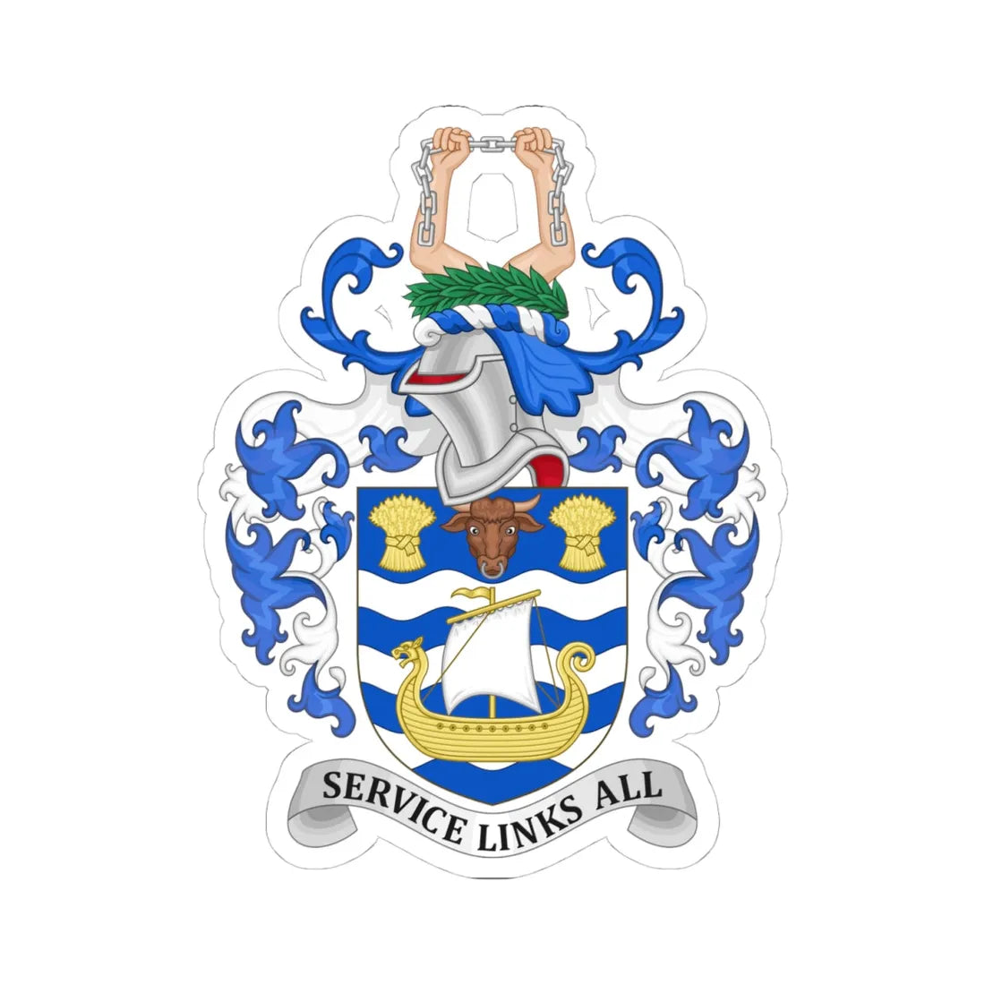 Arms of Lindsey County Council (England) (Coat of Arms) STICKER Vinyl Kiss-Cut Decal 4 Inch White - The Sticker Space