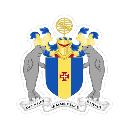 Arms of Madeira (Portugal) (Coat of Arms) STICKER Vinyl Kiss-Cut Decal 4 Inch White - The Sticker Space