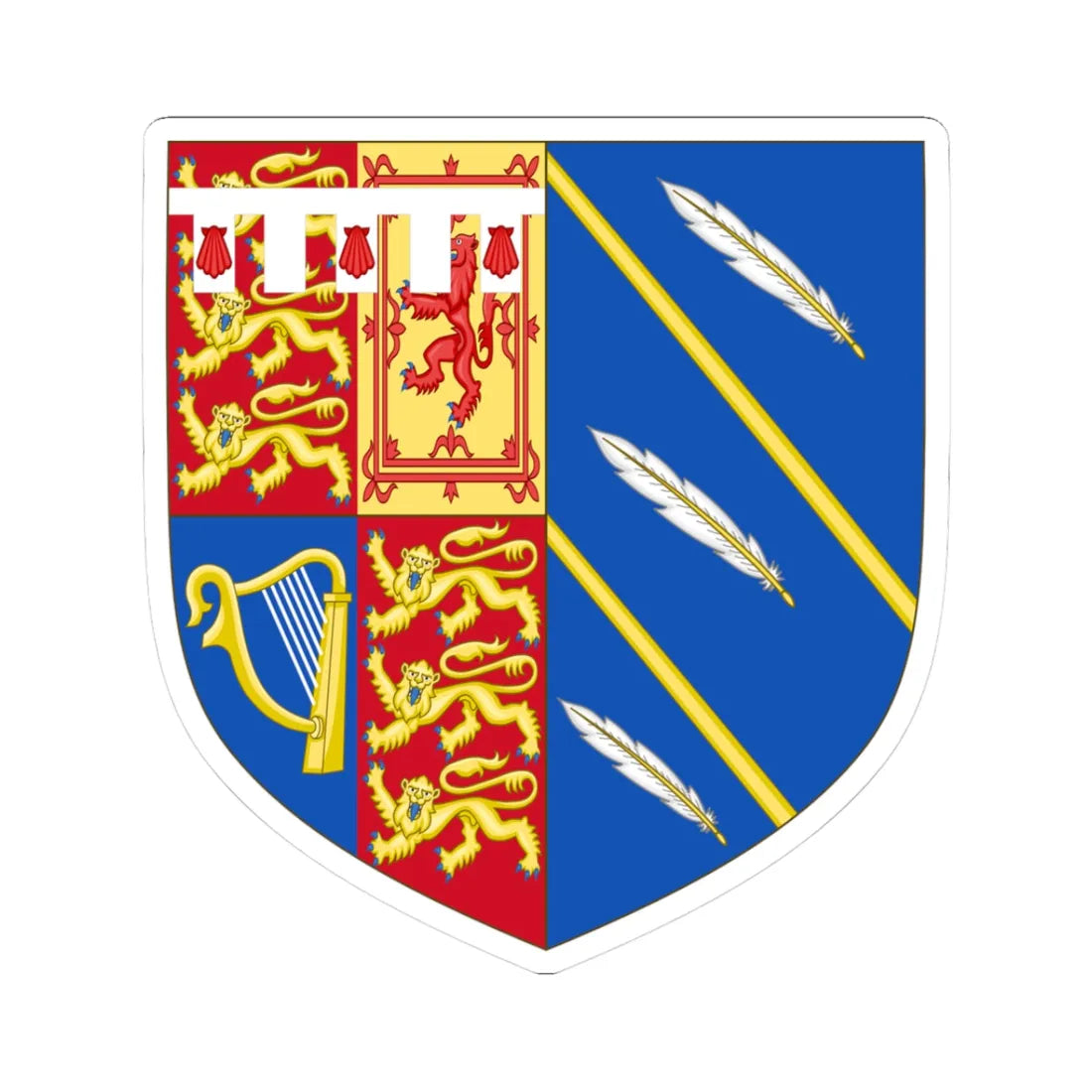Arms of Meghan Duchess of Sussex (United Kingdom) (Coat of Arms) STICKER Vinyl Kiss-Cut Decal 3 Inch White - The Sticker Space