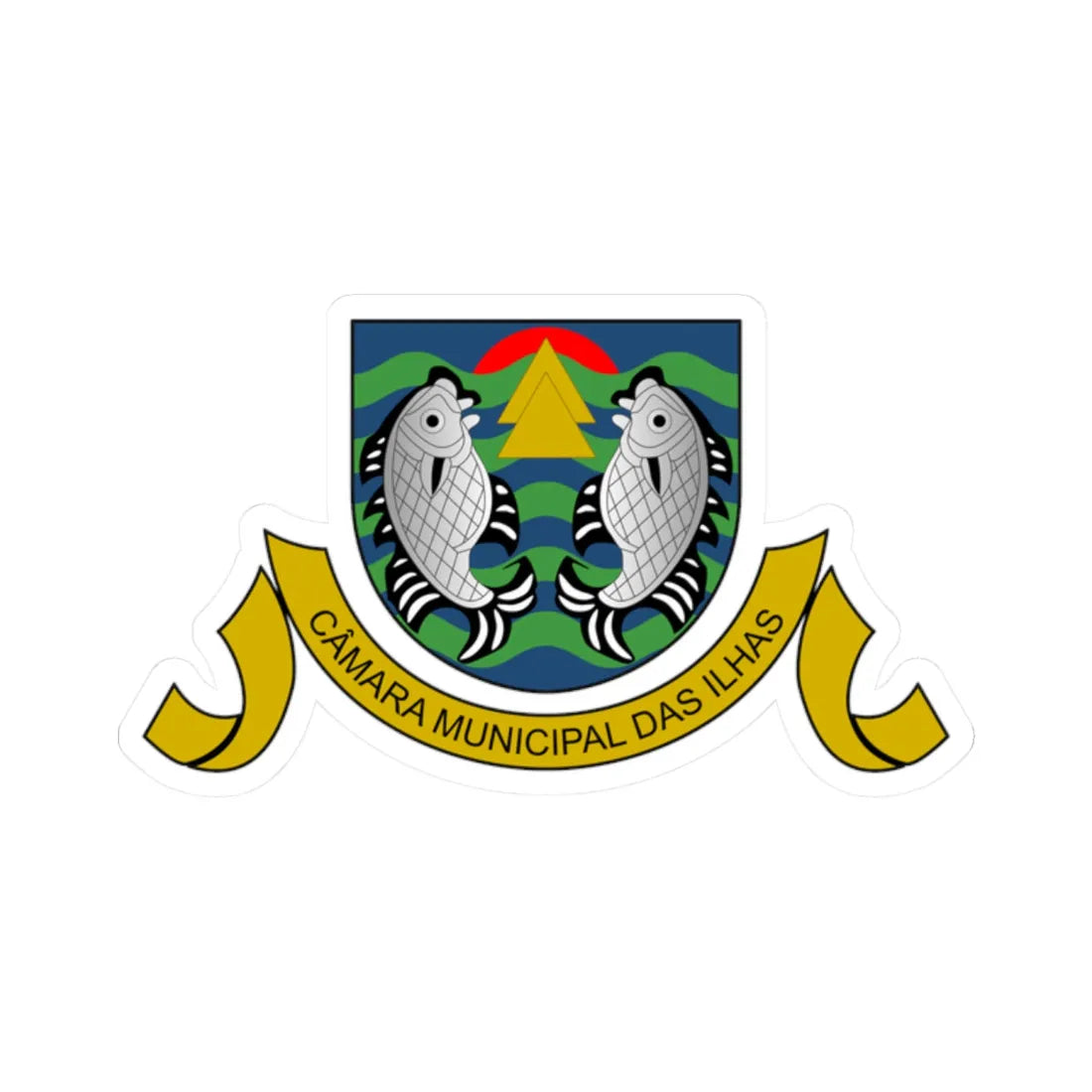 Arms of Municipal Council of Ilhas (Portugal) (Coat of Arms) STICKER Vinyl Kiss-Cut Decal 2 Inch White - The Sticker Space