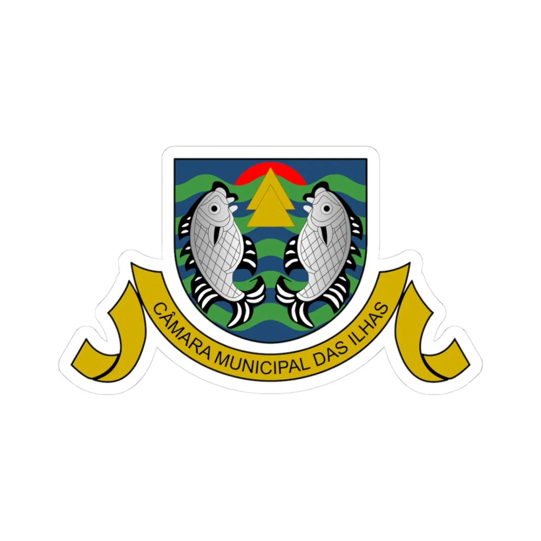 Arms of Municipal Council of Ilhas (Portugal) (Coat of Arms) STICKER Vinyl Kiss-Cut Decal 3 Inch White - The Sticker Space